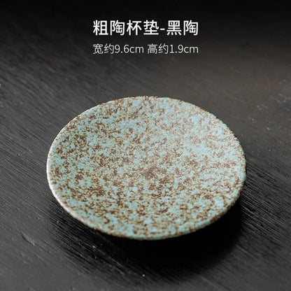 2pc/set Retro Coarse Pottery Coasters Elegant Teacup Base for Coffee Cups Household Heat Insulation Placemats Drinkware Craft