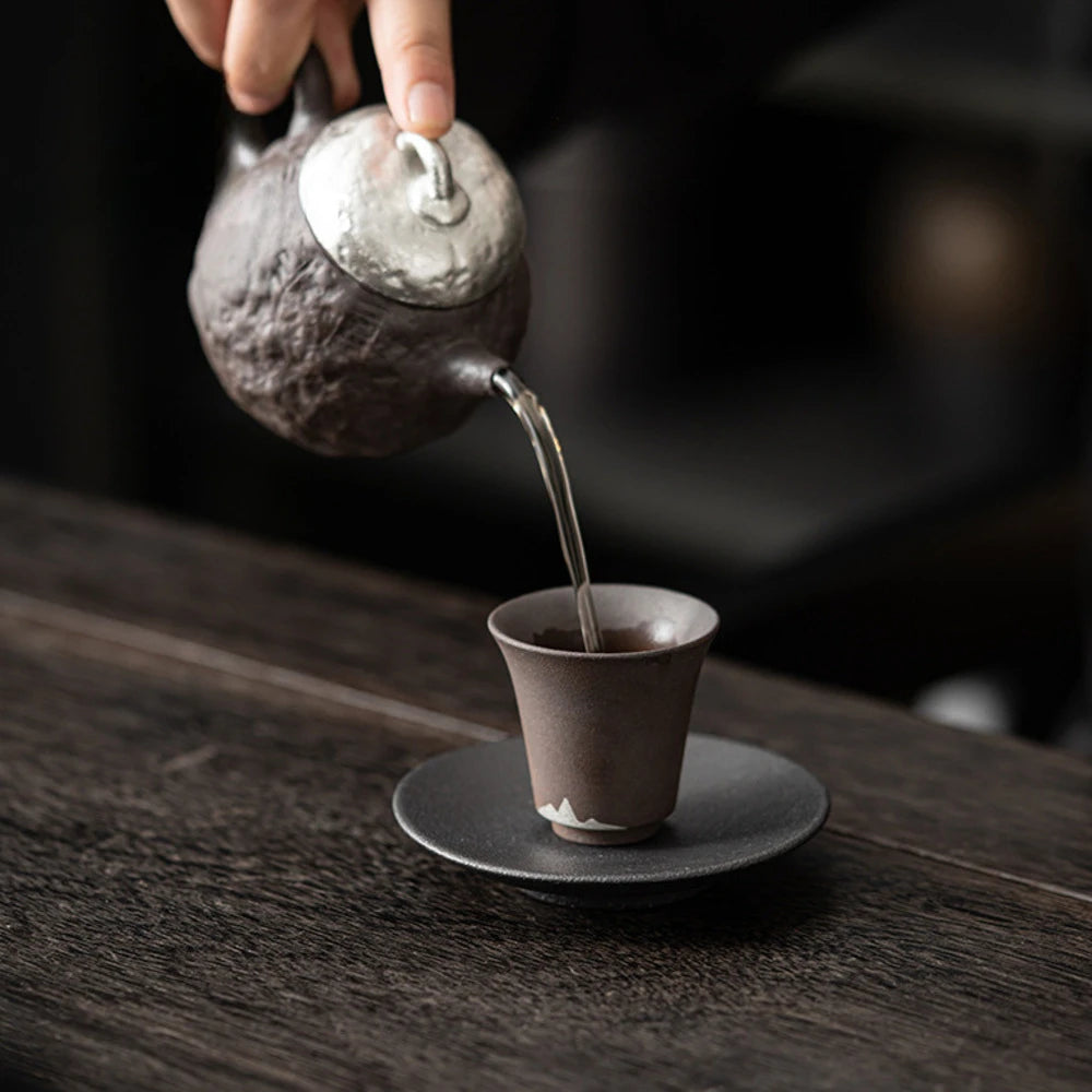 2pc/set Retro Coarse Pottery Coasters Elegant Teacup Base for Coffee Cups Household Heat Insulation Placemats Drinkware Craft