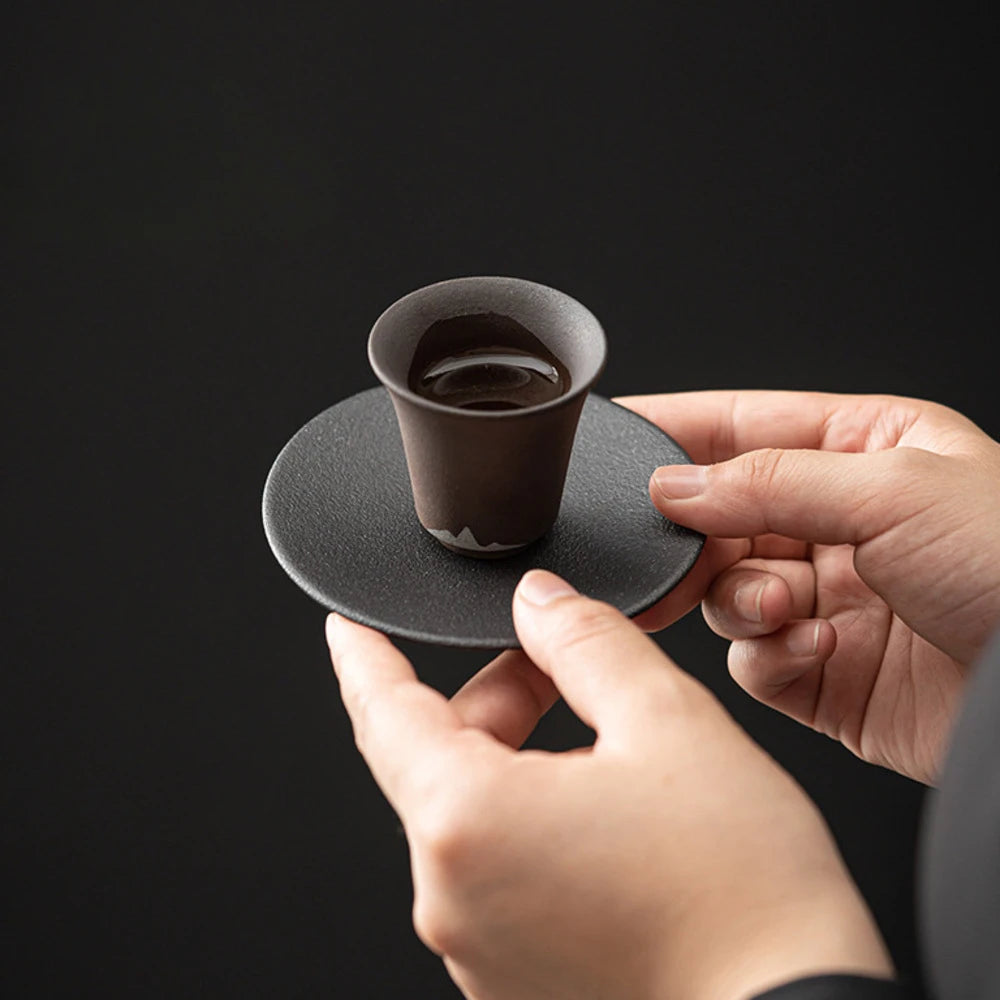 2pc/set Retro Coarse Pottery Coasters Elegant Teacup Base for Coffee Cups Household Heat Insulation Placemats Drinkware Craft