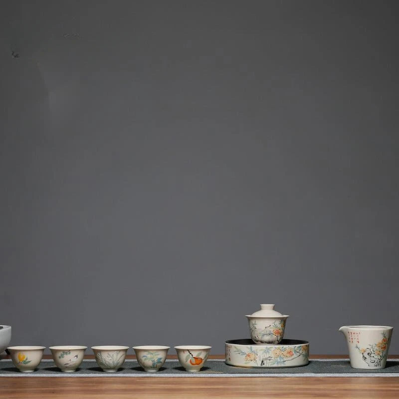 2pc/set Retro Plant Wood Gray Teacup Japanese Set of Cups Smelling Master Cup Small Flower Tea Bowl Cafes Accessories Decoration