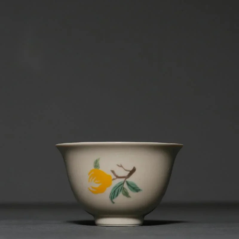 2pc/set Retro Plant Wood Gray Teacup Japanese Set of Cups Smelling Master Cup Small Flower Tea Bowl Cafes Accessories Decoration