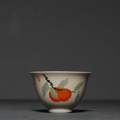 2pc/set Retro Plant Wood Gray Teacup Japanese Set of Cups Smelling Master Cup Small Flower Tea Bowl Cafes Accessories Decoration