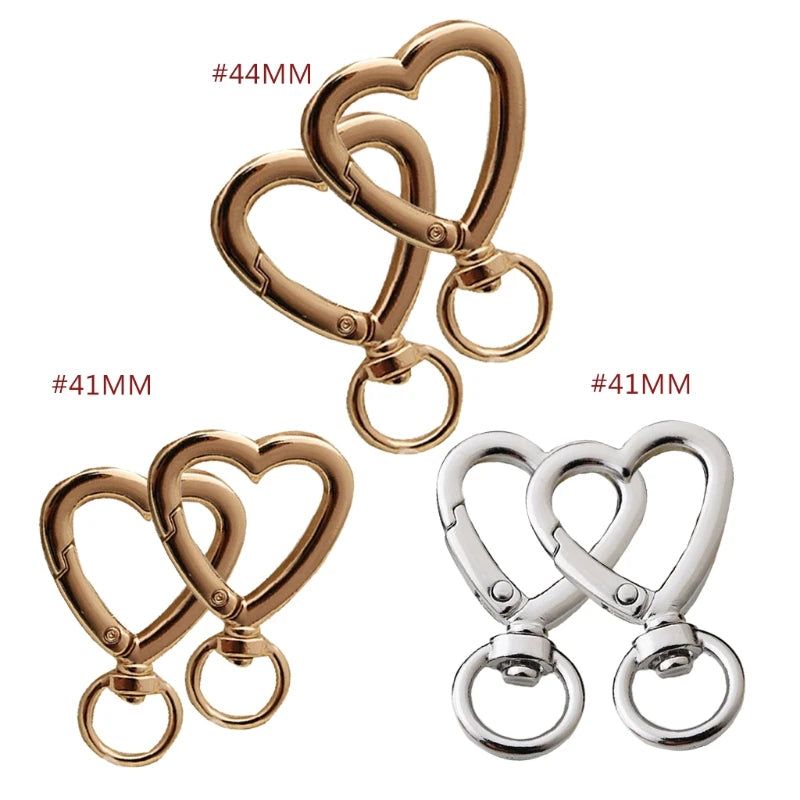 2pcs Bag Accessories Handbags Clasps Handle Heart Lobster Metal Clasp Swivel Clips Hooks for Key Rings Keychains