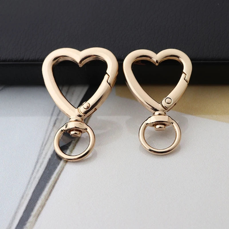 2pcs Bag Accessories Handbags Clasps Handle Heart Lobster Metal Clasp Swivel Clips Hooks for Key Rings Keychains