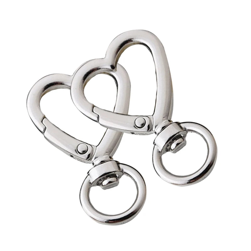 2pcs Bag Accessories Handbags Clasps Handle Heart Lobster Metal Clasp Swivel Clips Hooks for Key Rings Keychains