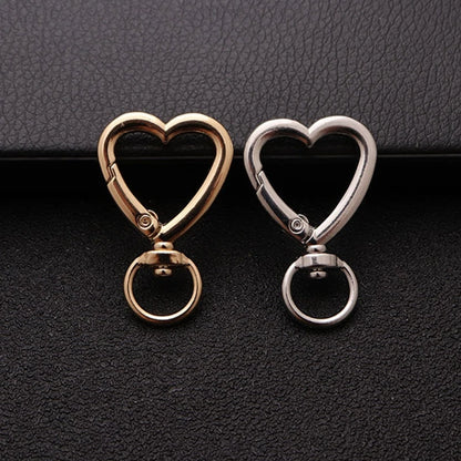 2pcs Bag Accessories Handbags Clasps Handle Heart Lobster Metal Clasp Swivel Clips Hooks for Key Rings Keychains