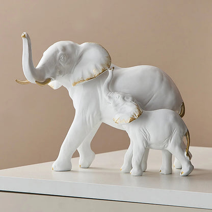 2pcs Creative Elephant Statues & Figurines Modern Decor Animal Sculpture Living Room Table Ornaments Resin Crafts