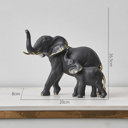 2pcs Creative Elephant Statues & Figurines Modern Decor Animal Sculpture Living Room Table Ornaments Resin Crafts