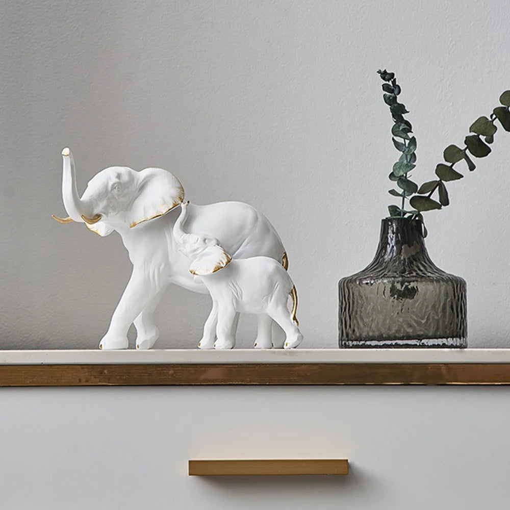 2pcs Creative Elephant Statues & Figurines Modern Decor Animal Sculpture Living Room Table Ornaments Resin Crafts