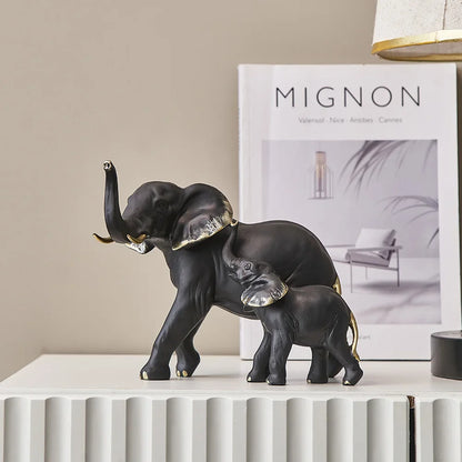 2pcs Creative Resin Elephant Statues & Figurines Modern Decor Animal Sculpture Living Room Table Ornaments Crafts