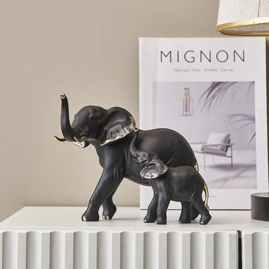 2pcs Creative Resin Elephant Statues & Figurines Modern Decor Animal Sculpture Living Room Table Ornaments Crafts