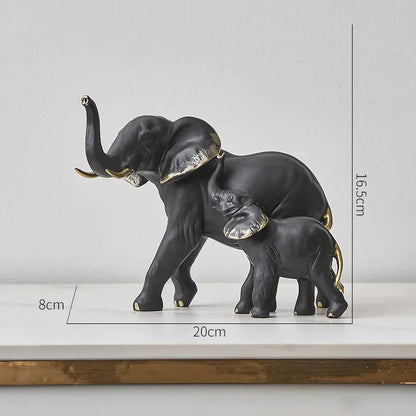 2pcs Creative Resin Elephant Statues & Figurines Modern Decor Animal Sculpture Living Room Table Ornaments Crafts