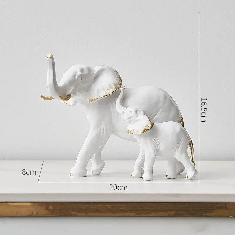 2pcs Creative Resin Elephant Statues & Figurines Modern Decor Animal Sculpture Living Room Table Ornaments Crafts