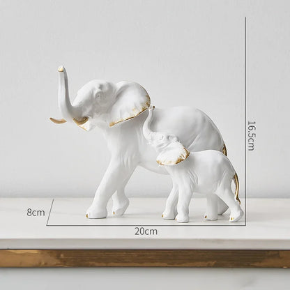 2pcs Creative Resin Elephant Statues & Figurines Modern Decor Animal Sculpture Living Room Table Ornaments Crafts