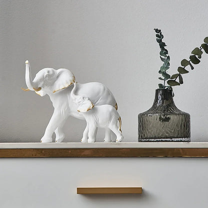 2pcs Creative Resin Elephant Statues & Figurines Modern Decor Animal Sculpture Living Room Table Ornaments Crafts