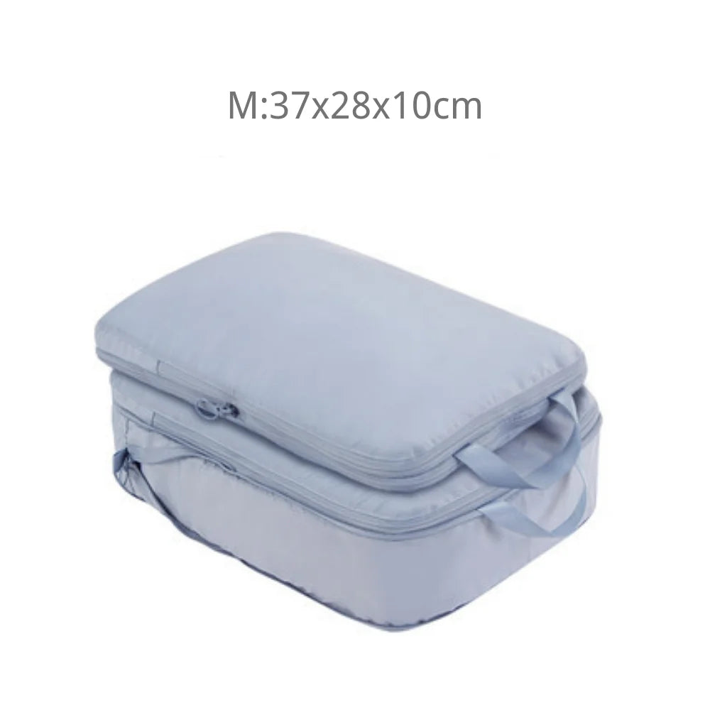 2pcs Travel Compression Packing Cubes Bag Portable Suitcase Clothes Organizers Waterproof Luggage Storage Cases Drawer Bags