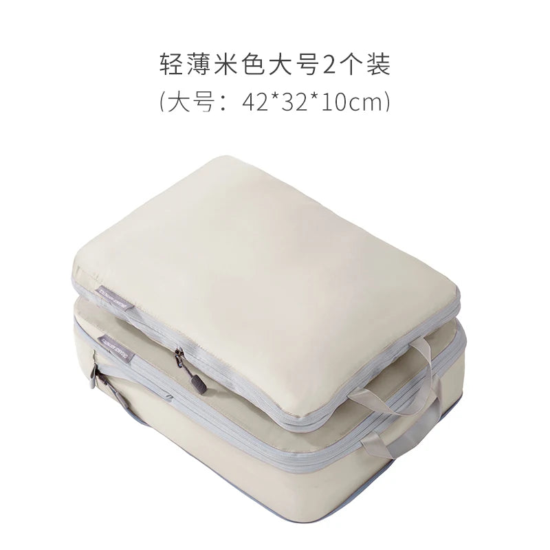 2pcs Travel Compression Packing Cubes Bag Portable Suitcase Clothes Organizers Waterproof Luggage Storage Cases Drawer Bags