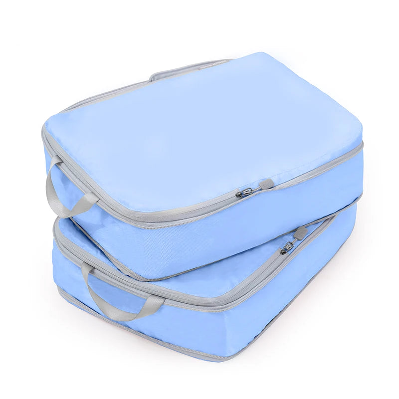 2pcs Travel Compression Packing Cubes Bag Portable Suitcase Clothes Organizers Waterproof Luggage Storage Cases Drawer Bags