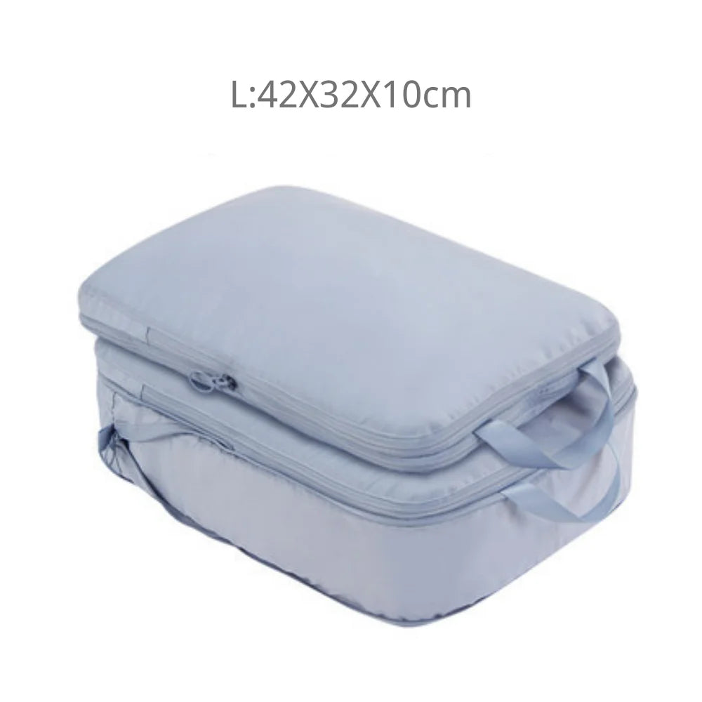 2pcs Travel Compression Packing Cubes Bag Portable Suitcase Clothes Organizers Waterproof Luggage Storage Cases Drawer Bags