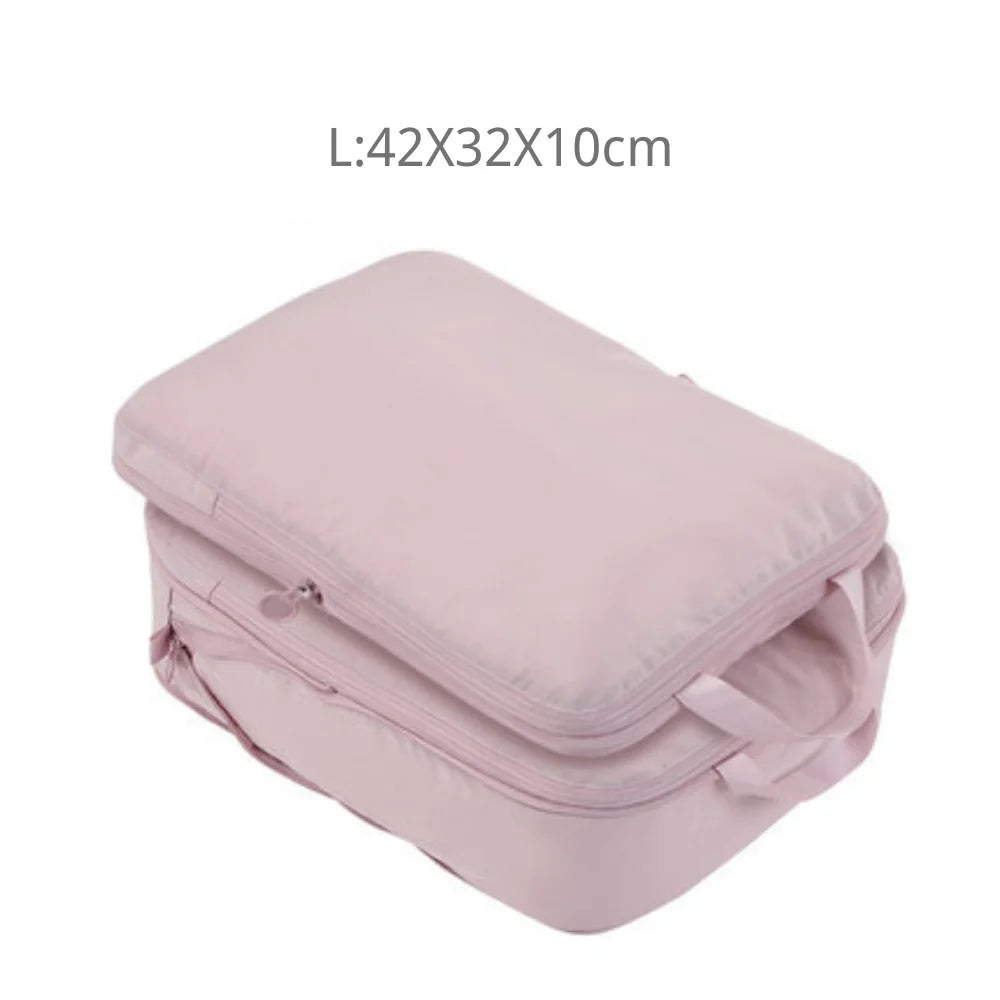 2pcs Travel Compression Packing Cubes Bag Portable Suitcase Clothes Organizers Waterproof Luggage Storage Cases Drawer Bags