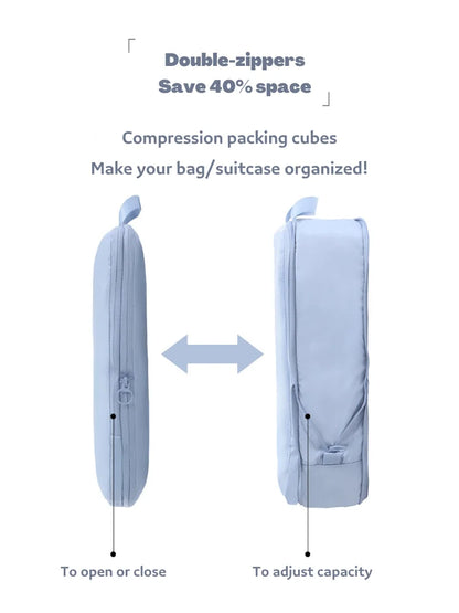 2pcs Travel Compression Packing Cubes Bag Portable Suitcase Clothes Organizers Waterproof Luggage Storage Cases Drawer Bags