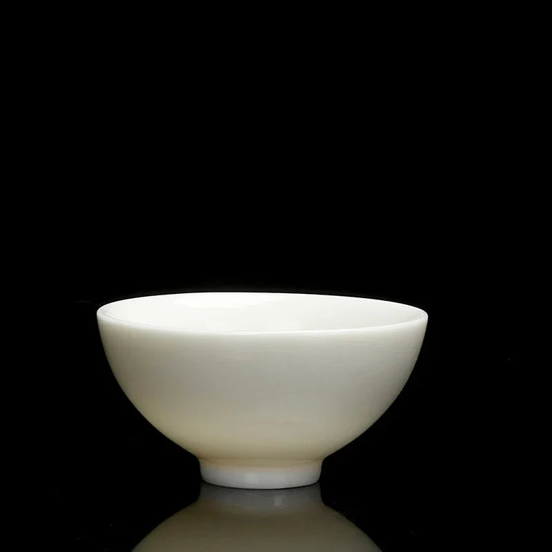 2pcs/lot Chinese Ceramic Tea Cup Teaware Suet Jade White Porcelain Handmade Teacup Tea Bowl Single Cup Master Cups Chinese Gift