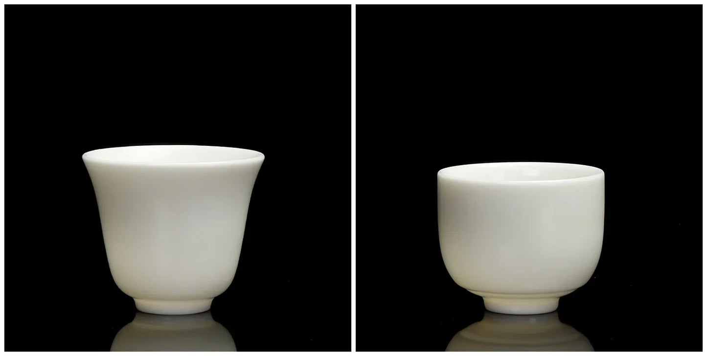 2pcs/lot Chinese Ceramic Tea Cup Teaware Suet Jade White Porcelain Handmade Teacup Tea Bowl Single Cup Master Cups Chinese Gift