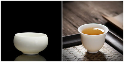 2pcs/lot Chinese Ceramic Tea Cup Teaware Suet Jade White Porcelain Handmade Teacup Tea Bowl Single Cup Master Cups Chinese Gift
