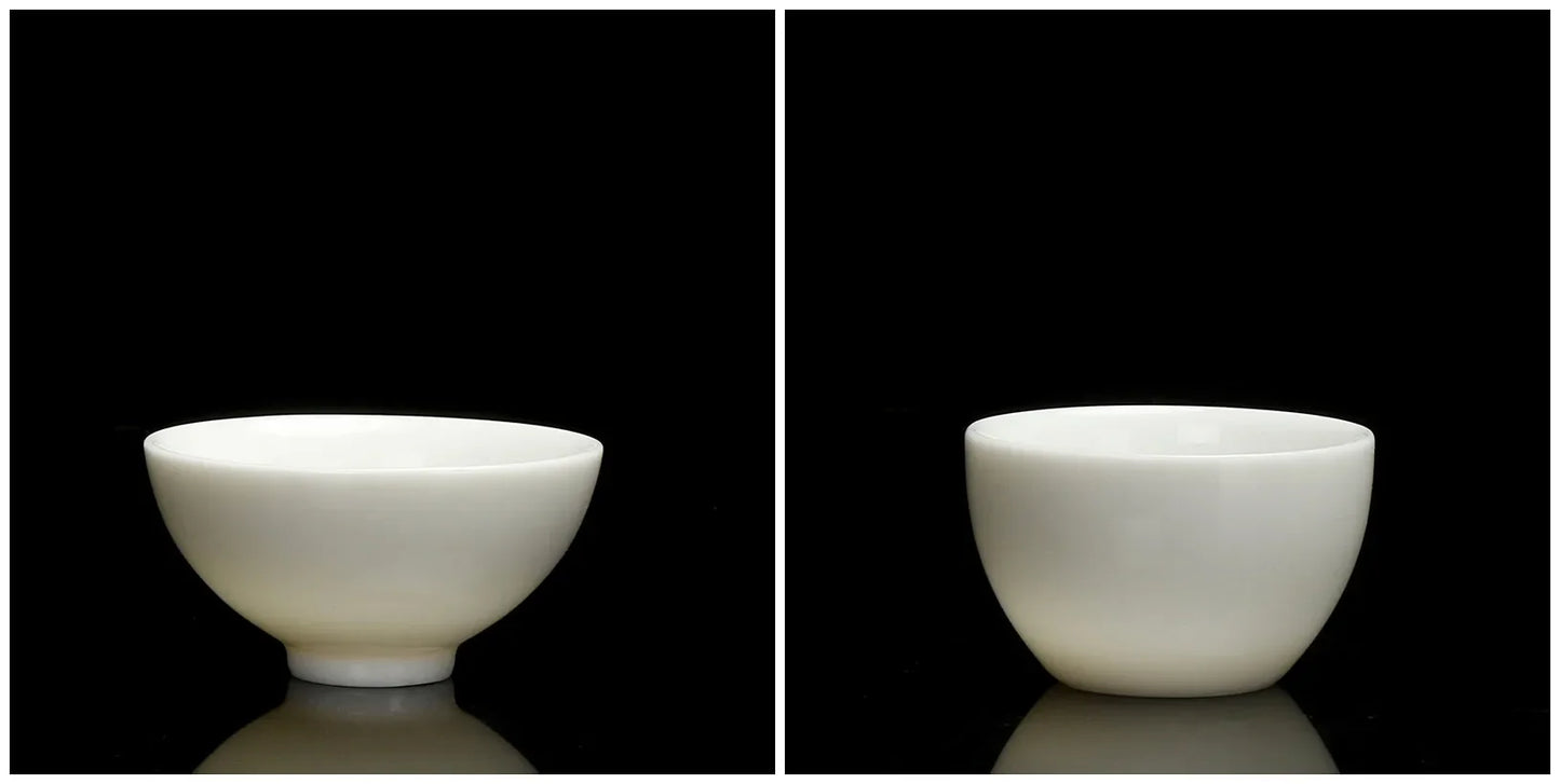 2pcs/lot Chinese Ceramic Tea Cup Teaware Suet Jade White Porcelain Handmade Teacup Tea Bowl Single Cup Master Cups Chinese Gift