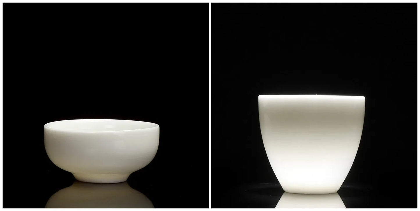 2pcs/lot Chinese Ceramic Tea Cup Teaware Suet Jade White Porcelain Handmade Teacup Tea Bowl Single Cup Master Cups Chinese Gift