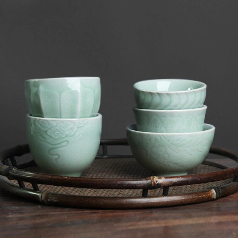 2pcs/lot Chinese Handmade Ceramic Teacup Coffee cup Boutique Celadon small Tea Bowl Porcelain Tea set Accessories Master cup