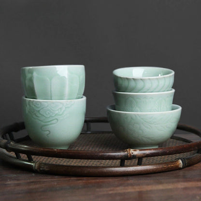 2pcs/lot Chinese Handmade Ceramic Teacup Coffee cup Boutique Celadon small Tea Bowl Porcelain Tea set Accessories Master cup