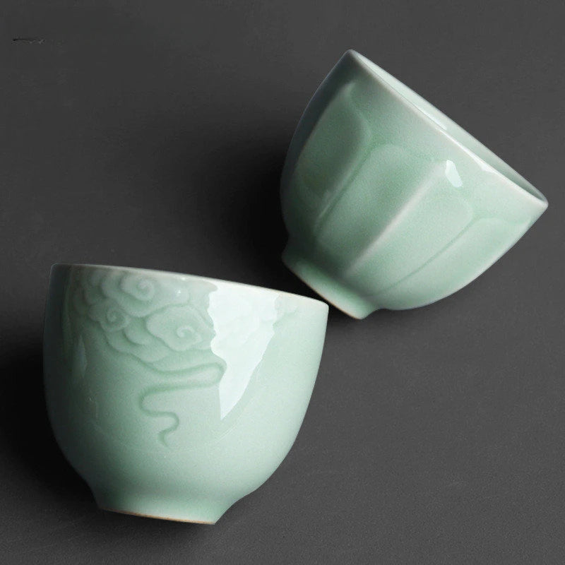 2pcs/lot Chinese Handmade Ceramic Teacup Coffee cup Boutique Celadon small Tea Bowl Porcelain Tea set Accessories Master cup