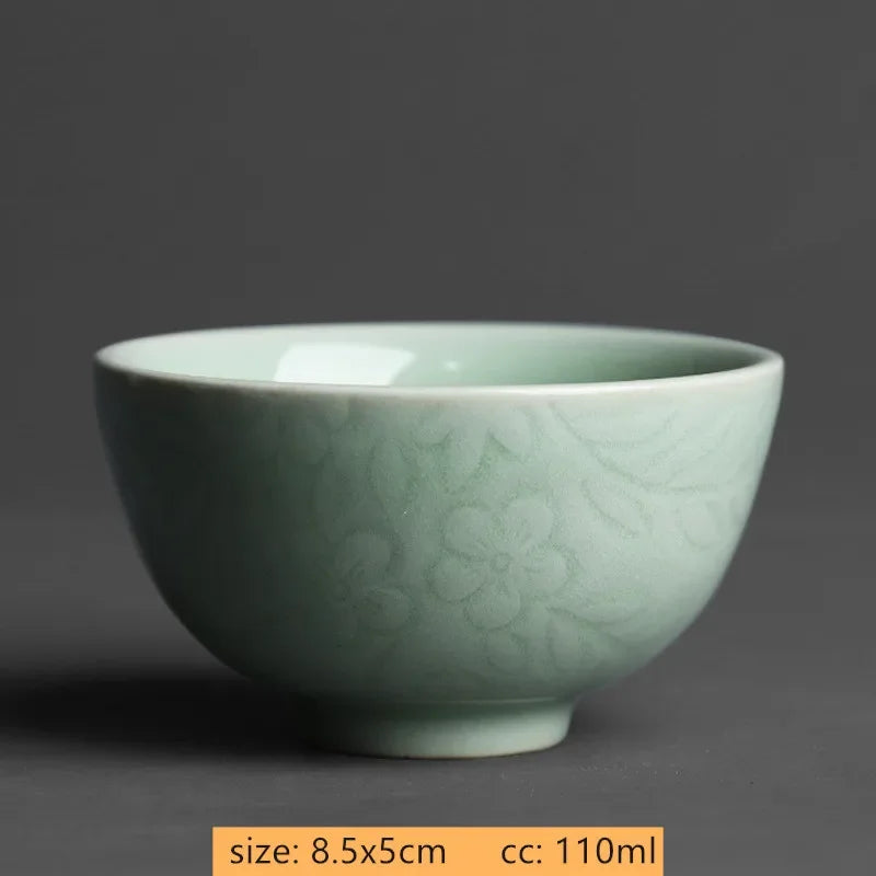 2pcs/lot Chinese Handmade Ceramic Teacup Coffee cup Boutique Celadon small Tea Bowl Porcelain Tea set Accessories Master cup