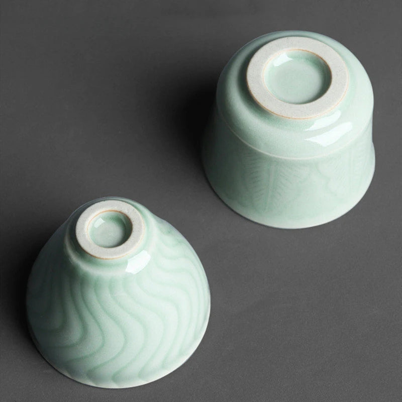 2pcs/lot Chinese Handmade Ceramic Teacup Coffee cup Boutique Celadon small Tea Bowl Porcelain Tea set Accessories Master cup