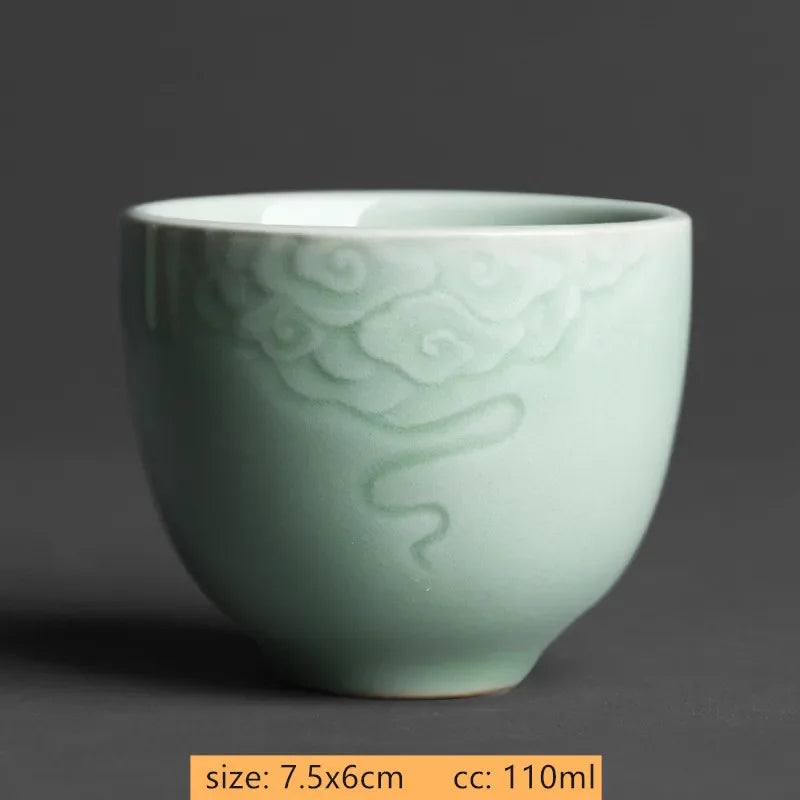 2pcs/lot Chinese Handmade Ceramic Teacup Coffee cup Boutique Celadon small Tea Bowl Porcelain Tea set Accessories Master cup