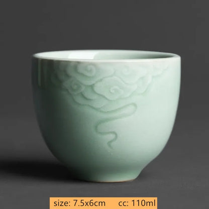 2pcs/lot Chinese Handmade Ceramic Teacup Coffee cup Boutique Celadon small Tea Bowl Porcelain Tea set Accessories Master cup