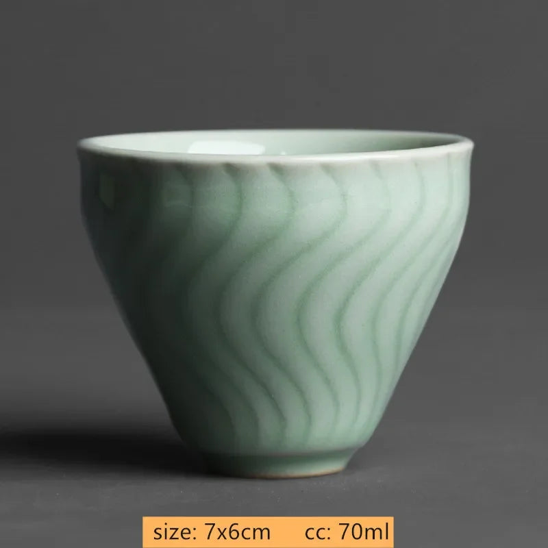 2pcs/lot Chinese Handmade Ceramic Teacup Coffee cup Boutique Celadon small Tea Bowl Porcelain Tea set Accessories Master cup