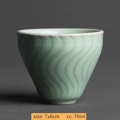 2pcs/lot Chinese Handmade Ceramic Teacup Coffee cup Boutique Celadon small Tea Bowl Porcelain Tea set Accessories Master cup