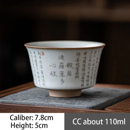 2pcs/lot Chinese Retro Ru Kiln Ceramic Teacup Chinese lettering pottery Tea Bowl Master Personal Single Cup travel Teaware