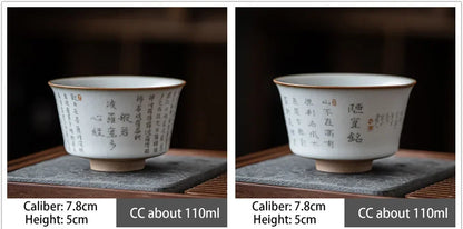 2pcs/lot Chinese Retro Ru Kiln Ceramic Teacup Chinese lettering pottery Tea Bowl Master Personal Single Cup travel Teaware
