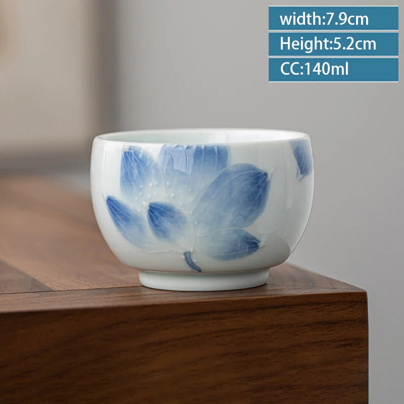 2pcs/lot Exquisite Hand Painted Ceramic Teacup Handmade Tea Bowl Chinese Porcelain Tea Set Accessories Master Teacup Drinkware