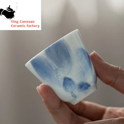 2pcs/lot Exquisite Hand Painted Ceramic Teacup Handmade Tea Bowl Chinese Porcelain Tea Set Accessories Master Teacup Drinkware