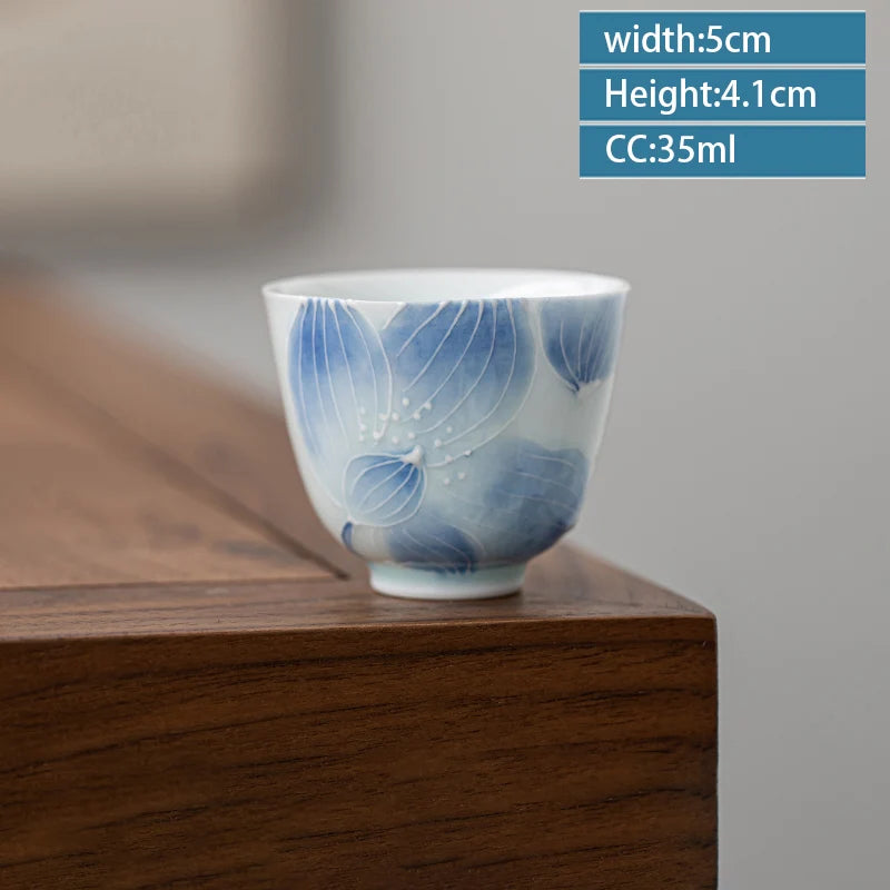 2pcs/lot Exquisite Hand Painted Ceramic Teacup Handmade Tea Bowl Chinese Porcelain Tea Set Accessories Master Teacup Drinkware