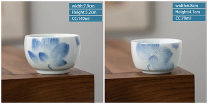 2pcs/lot Exquisite Hand Painted Ceramic Teacup Handmade Tea Bowl Chinese Porcelain Tea Set Accessories Master Teacup Drinkware
