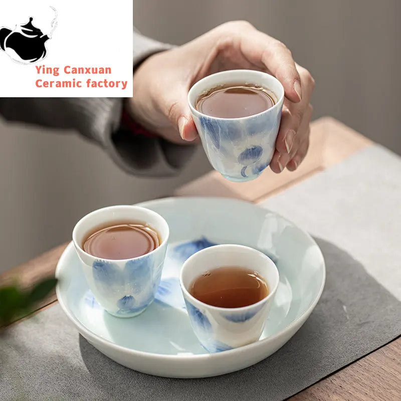 2pcs/lot Exquisite Hand Painted Ceramic Teacup Handmade Tea Bowl Chinese Porcelain Tea Set Accessories Master Teacup Drinkware