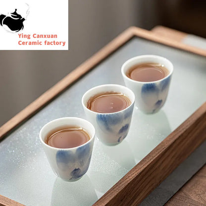2pcs/lot Exquisite Hand Painted Ceramic Teacup Handmade Tea Bowl Chinese Porcelain Tea Set Accessories Master Teacup Drinkware