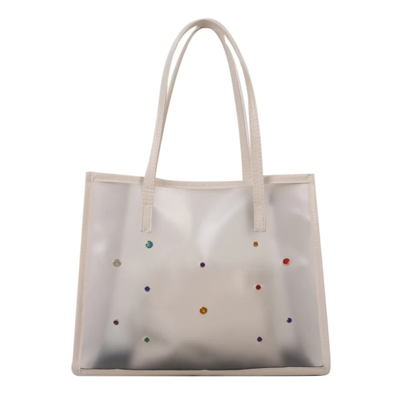 2pcs/set Fashionable Transparent Shoulder Bag for Ladies  Great for Beach Trips Daily Commutes and Shopping
