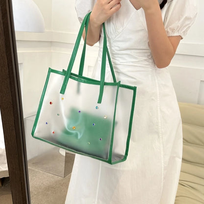 2pcs/set Fashionable Transparent Shoulder Bag for Ladies  Great for Beach Trips Daily Commutes and Shopping