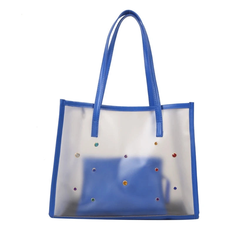 2pcs/set Fashionable Transparent Shoulder Bag for Ladies  Great for Beach Trips Daily Commutes and Shopping